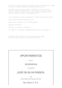 Apontamentos para a Biographia do Cidadão José da Silva Passos