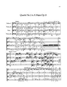 Partition complète, corde quatuor No.2, Op.13, A minor, Mendelssohn, Felix