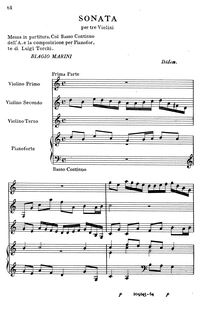 Partition complète, Sonata per 3 Violini, Marini, Biagio