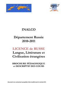 INALCO Département Russie 2010-2011 LICENCE de RUSSE Langue ...