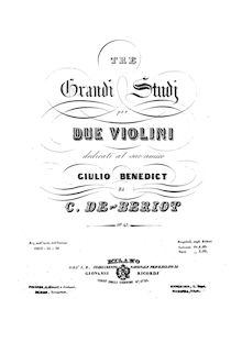 Partition parties complètes, 3 Grand études pour 2 violons, Op.43