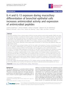 IL-4 and IL-13 exposure during mucociliary differentiation of bronchial epithelial cells increases antimicrobial activity and expression of antimicrobial peptides