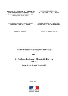 Audit thématique d initiative nationale sur les Schémas Régionaux Climat-Air-Energie (SRCAE) (Projet de loi Grenelle 2, article 23)