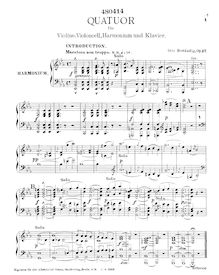 Partition Harmonium , partie, Quatuor für Violine, Violoncell, Harmonium und Klavier, Op.27