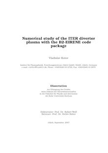 Numerical study of the ITER divertor plasma with the B2-EIRENE code package [Elektronische Ressource] / Vladislav Kotov