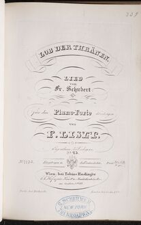 Partition Lob der Thränen (S.557), Collection of Liszt editions, Volume 1