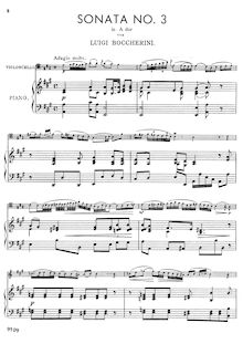 Partition de piano, violoncelle Sonata en A major, G.4