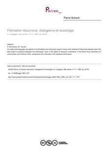 Formation discursive, dialogisme et sociologie - article ; n°117 ; vol.29, pg 82-95