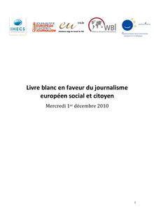 Livre blanc en faveur du journalisme européen social et citoyen