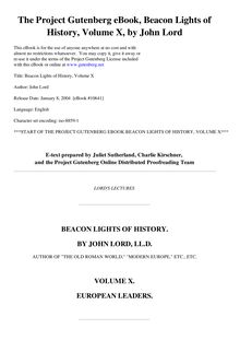 Beacon Lights of History, Volume 10 - European Leaders