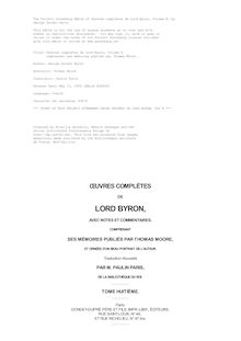 Oeuvres complètes de lord Byron, Volume 8 par Baron George Gordon Byron Byron