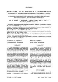Estructura y relaciones genéticas de la raza bovina serrana de Teruel con razas explotadas en España