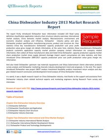 Global Research on China Dishwasher Market 2013 by qyresearchreports.com
