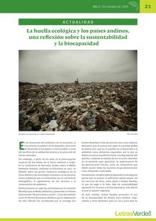 La huella ecológica y los países andinos, una reflexión sobre la sustentabilidad y la biocapacidad