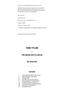 Toby Tyler - Or, Ten Weeks with a Circus