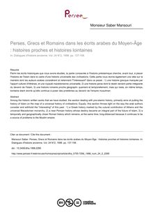 Perses, Grecs et Romains dans les écrits arabes du Moyen-Âge : histoires proches et histoires lointaines - article ; n°2 ; vol.24, pg 137-158