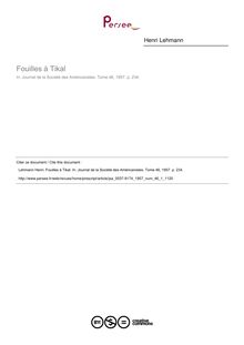 Fouilles à Tikal  ; n°1 ; vol.46, pg 234-234