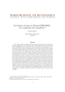 Les hauts revenus en France(1998-2006) : Une explosion des in ...