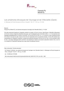 Les amphores étrusques de Vaunage et de Villevieille (Gard) - article ; n°1 ; vol.86, pg 141-254