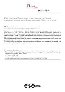 Pour une pluralité des approches prosopographiques - article ; n°1 ; vol.100, pg 187-197