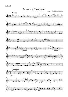 Partition violon II , partie, Pavane et Chaconne en G minor, Pavan and chacony in g