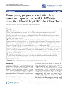Parent-young people communication about sexual and reproductive health in E/Wollega zone, West Ethiopia: Implications for interventions