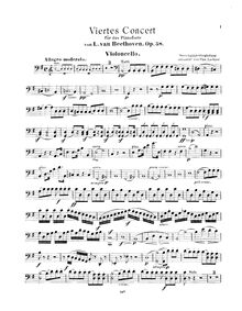 Partition violoncelle, Piano Concerto No.4, G major, Beethoven, Ludwig van