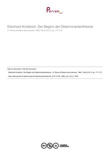 Eberhard Knobloch, Der Beginn der Determinantentheorie   ; n°2 ; vol.35, pg 171-173