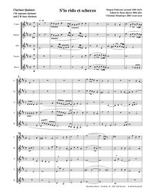 Partition , S io rido et scherzo (3 B♭ soprano, 2 B♭ basse clarinettes), madrigaux pour 5 voix
