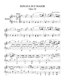 Partition complète, Piano Sonata en F, Op.26, Clementi, Muzio