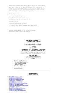 Vera Nevill - Or, Poor Wisdom s Chance