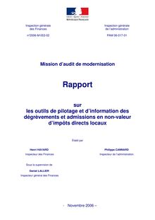 Les outils de pilotage et d'information des dégrèvements et admissions en non-valeur d'impôts directs locaux : mission d'audit de modernisation