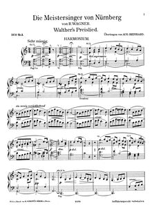 Partition Harmonium , partie, Die Meistersinger von Nürnberg, Wagner, Richard par Richard Wagner