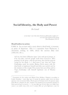 Social Identity, the Body and Power