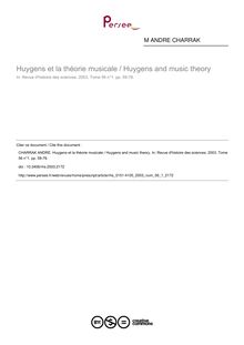 Huygens et la théorie musicale / Huygens and music theory - article ; n°1 ; vol.56, pg 59-78