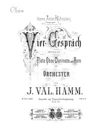 Partition hautbois , partie, Viergespräch, Viergespräch, zwischen der Flöte, Oboe, Clarinette und Horn mit Orchester, von J. Val. Hamm.