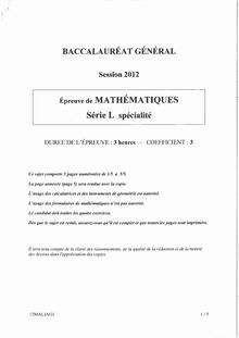 Sujet du bac serie L 2012: Mathématiques-antilles-guyane
