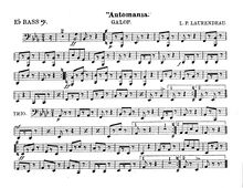 Partition basse (E♭) [Tuba], Automania, Galop, Laurendeau, Louis Philippe