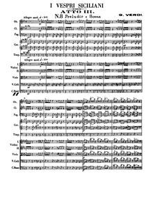 Partition Act III, Les vêpres siciliennes, Opéra en cinq actes, Verdi, Giuseppe