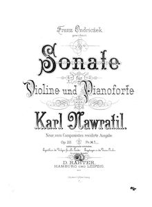 Partition de piano, violon Sonata, Op.20, F major, Navrátil, Karel