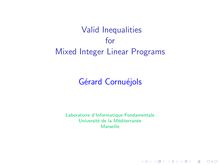 Mixed Integer Linear Programs