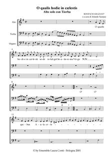 Partition complète, O qualis hodie en cælestis motet pour Alto solo, Theorbe et continuo