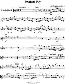 Partition flûte 1 (aussi Piccolo), Festival Day, E-flat, Robertson, Ernest John