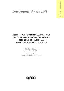 ASSESSING STUDENTS  EQUALITY OF OPPORTUNITY IN OECD COUNTRIES