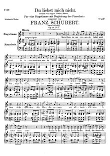 Partition 2nd version (published as Op.59 No.1), Du liebst mich nicht, D.756 (Op.59 No.1)