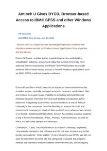 Antioch U Gives BYOD, Browser-based Access to IBM® SPSS and other Windows Applications
