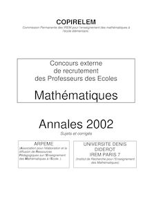 Mathématiques 2002 Professeur des écoles - CRPE (Externe)