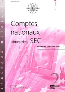 Comptes nationaux trimestriels SEC. Quatrième trimestre 2002, 1/2003