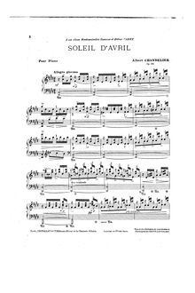 Partition complète, Soleil d Avril, Op.26, E major, Chandelier, Albert