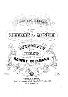 Partition complète, Souvenir de Maroth, Impromptu, Volkmann, Robert